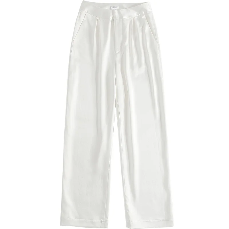 

Large size women's wear design silk wide leg pants women's mulberry silk loose straight tube spring summer