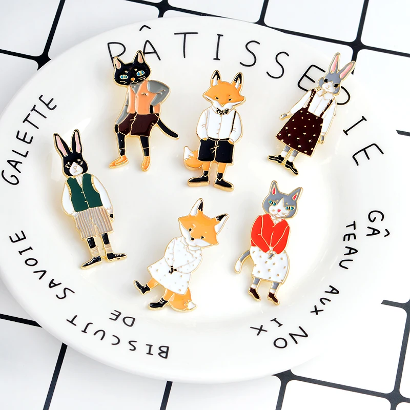 Эмалированная булавка в виде милого мультяшного животного брошь кролик сумка для рубашки ювелирный значок