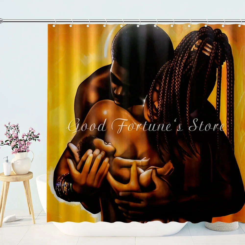 

Black Art Print Afrocentric Couples Shower Curtain