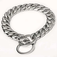 tiasri dog collar designer thick stainless steel training dog leash slide adjustable length chain pet supplies choker 12 32inch