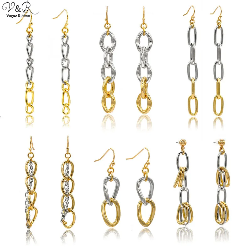 Новые модные серьги 2020 г. С родиевым покрытием двухместные симметричные висячие