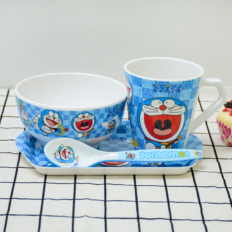 4 шт./компл. Детские Мультяшные меламиновые миски ложка чашки пластины для детей