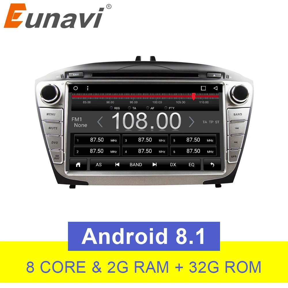 Eunavi 8 'ƈ Din Android 1 автомобильный DVD плеер для Hyunda Ix35 Tucson 2011 2012 радио ПК RDS видео GPS