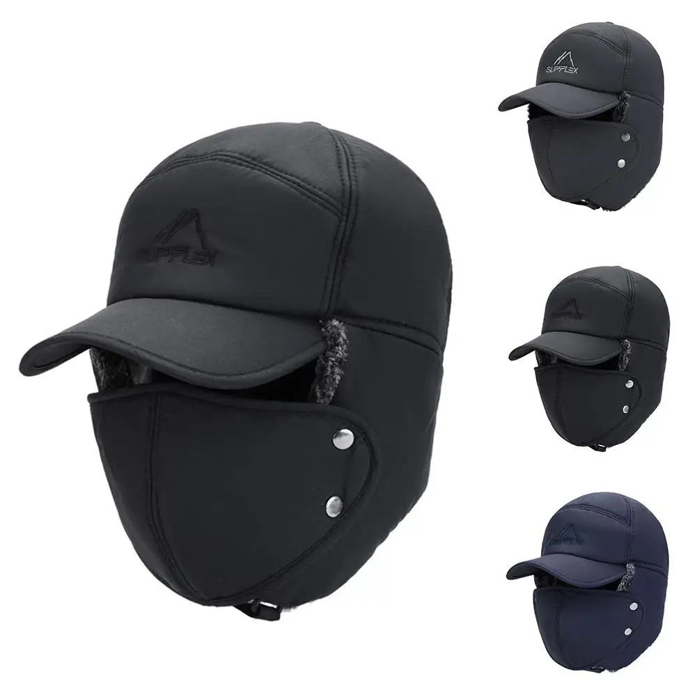 

Winter Men Windproof Hat Warm Thickened Ear Flaps Cap Full Face Detachable Mask Outdoor Baseball Cap Russian Fur Hat
