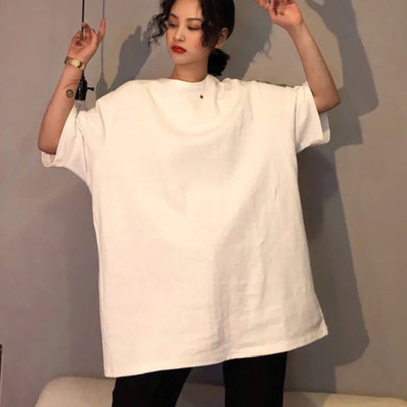 

Oversized Long T Shirt Large Size Women Kpop Korean Style Clothes Haut Femme White Black Purple Loose Top Summer Tshirt Ropa Top
