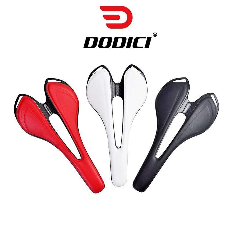 

DODICI Carbon Fiber Saddle Ultralight Hollow Carbon Bow Seat Cushion Road Bike Mountain Bike Seat 3K Gloss Carbon+Fiber Leather