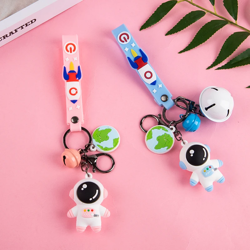 

Cartoon Astronaut Spaceman Keychain Pink Blue Silicone Anime Bag Pendant
