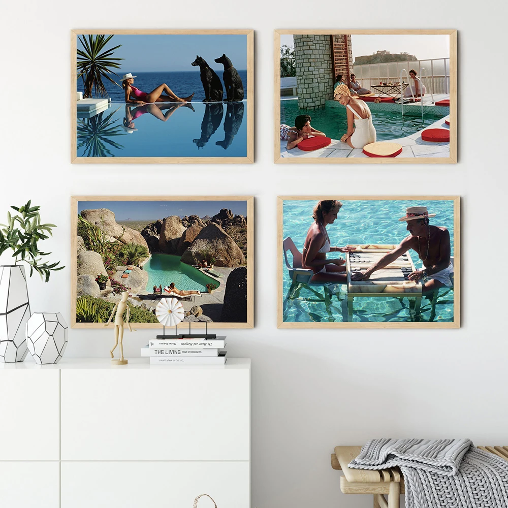 Гламур у бассейна модная Художественная печать от Slim Aarons винтажный фотопостер