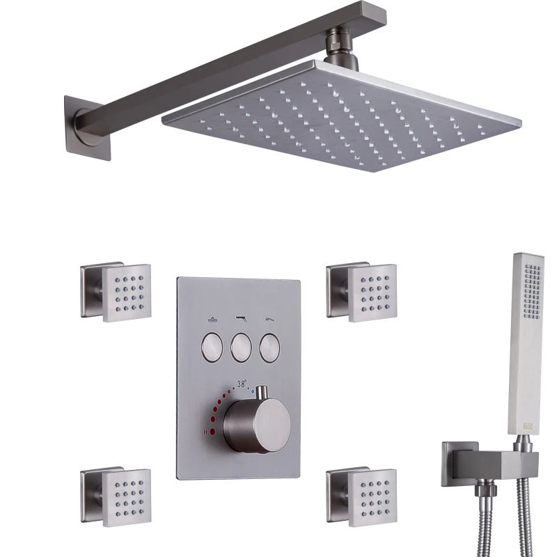 Rain Shower System Faucet Set For Bathroom 8 X 12 Inch Luxur