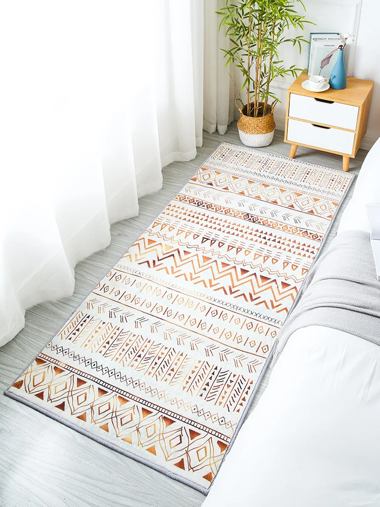 

Moroccan Carpet Bedroom Bedside Wool Plush Advanced Absorbent Light Luxury Nordic Style Household Stain-Resistant Window Cushion