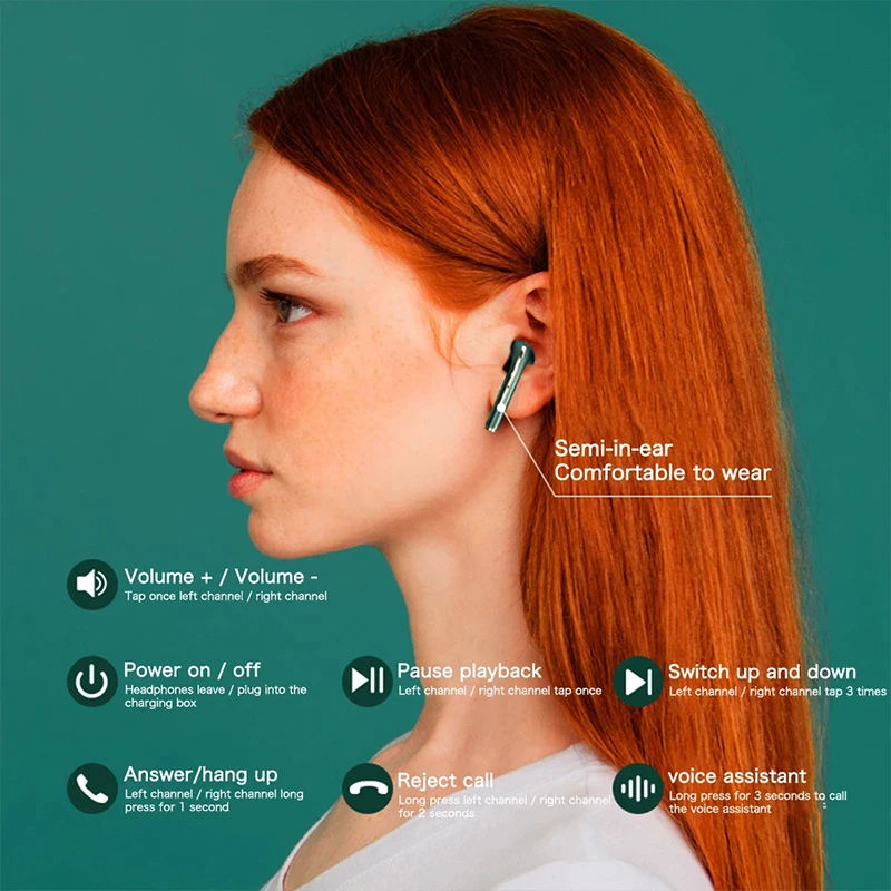 

2021 Newest TWS Bluetooth Earphone In Ear Ture Wireless Headphones Stereo Headsets With Mic Earbuds Fone De Ouvido Auriculares