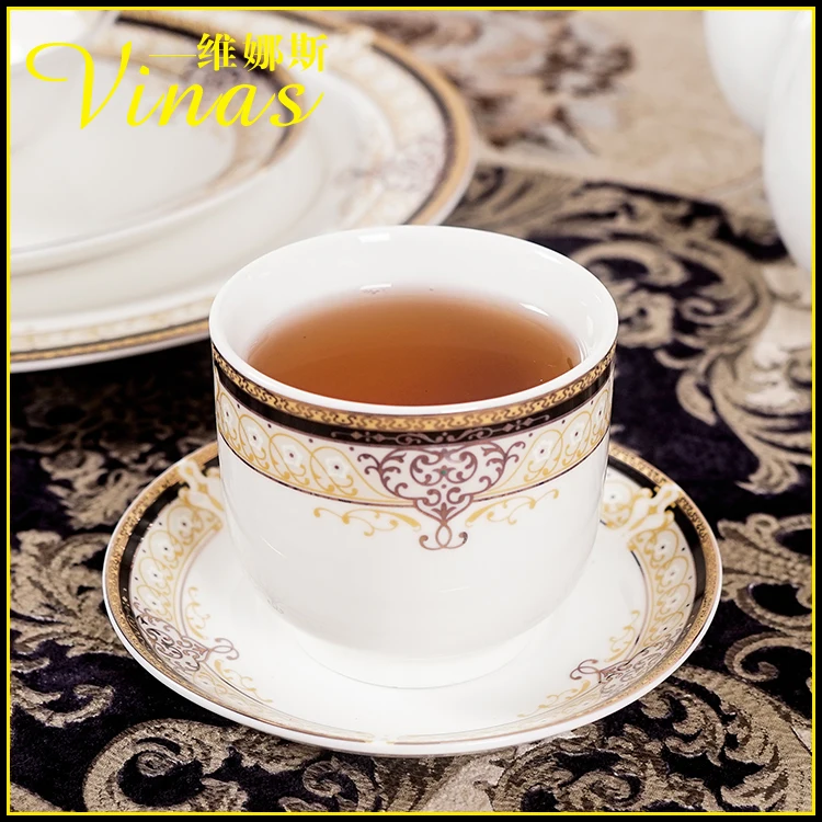 Европейский стиль керамический набор посуды Золотая инкрустация фарфоровая