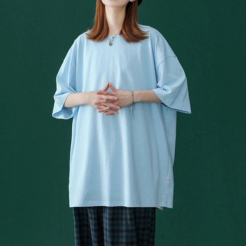 

2021 Summer short sleeve T-Shirt Women Tee Shirt Loose Solid Basic T Shirt Women Casual O-neck Hipster Tshirt Top
