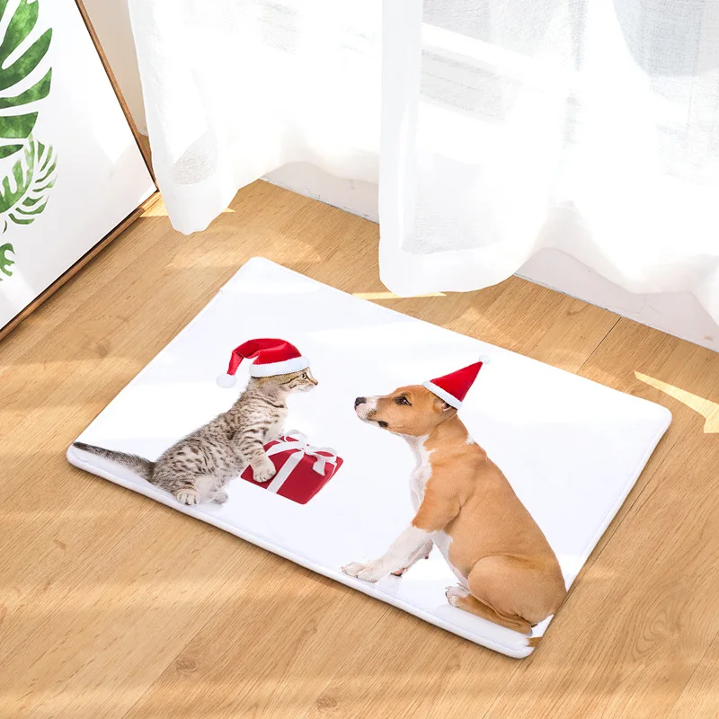 CAMMITEVER принтом в виде рождественского кота собаки коврик прикроватный коврики