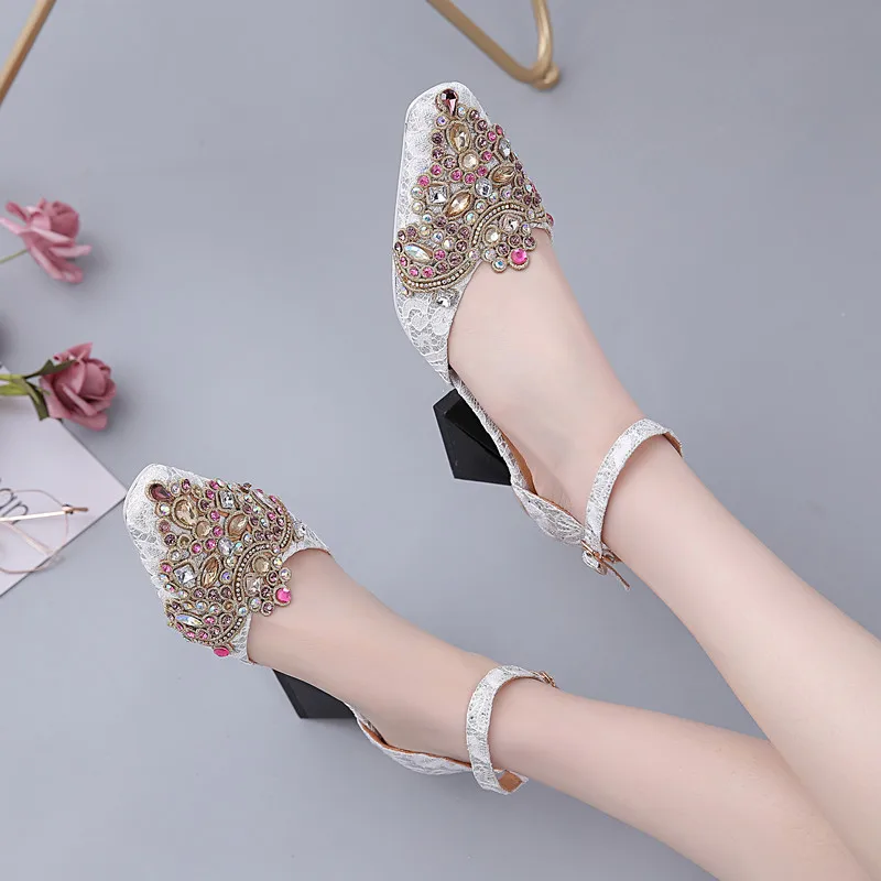 Женские Классические босоножки на высоком каблуке заостренный носок