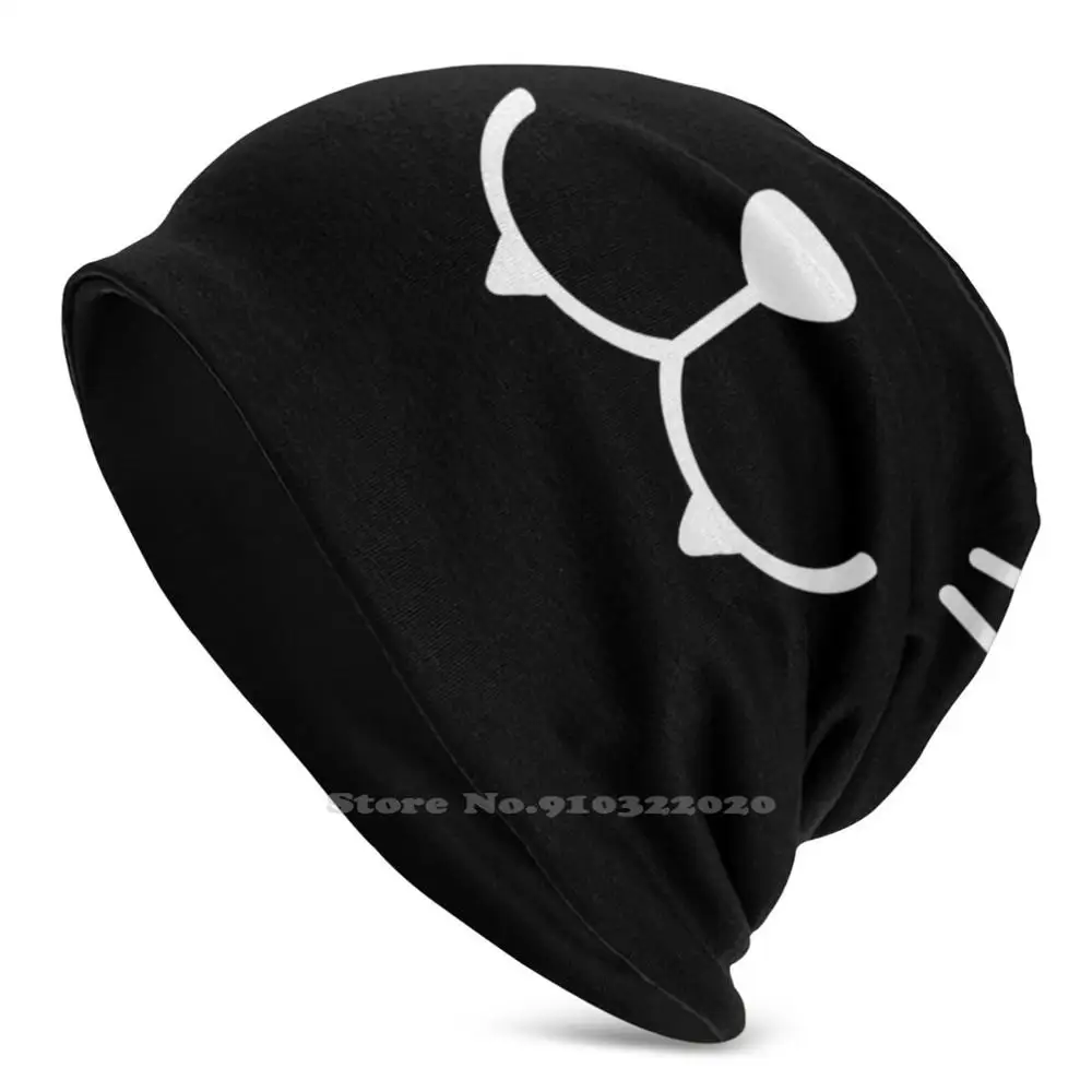 

Kitty Black Winter Warm Knitted Cap Beanie Men Anime Cheeky Mouth Face Smile Pink Happy Grin Face Neko Cat Cute Ascii Owo Uwu