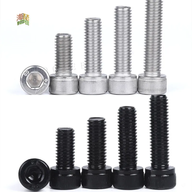 50pc M1.4 M1.6 M2 M2.5 M3 304 A2 Stainless Steel Black grade 12.9 DIN912 Hexagon Hex Socket Head Cap Allen Bolt Screw L=2-30mm