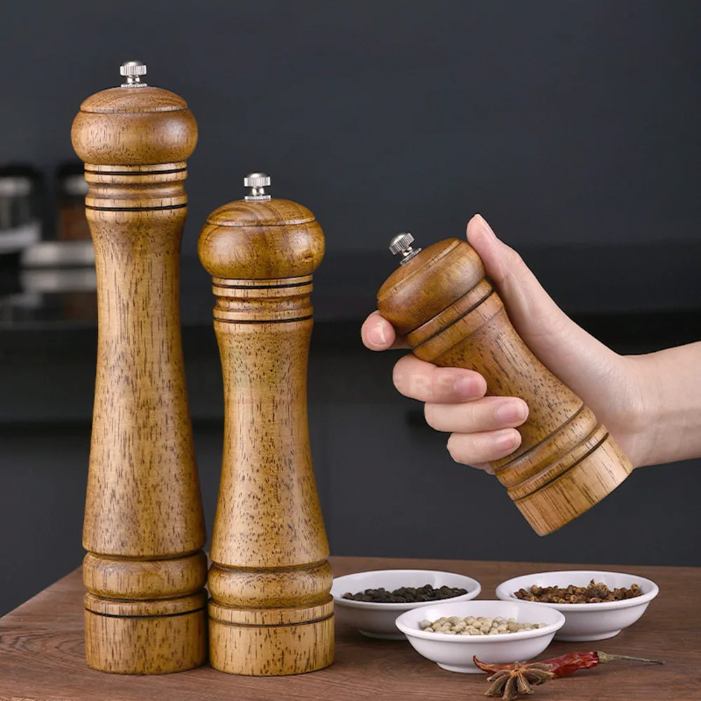 

5 Inches 8 Inches 10 Inches Vintage Refillable Wooden Salt And Pepper Spice Herb Grinder Kitchen Tool