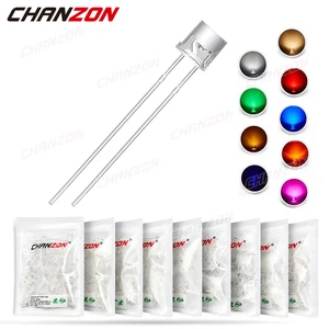 Светодиодные светоизлучающие диоды, плоский верх, теплый белый, красный, синий, зеленый, УФ, оранжевый, желтый, розовый цвет, лампы для светодиодных индикаторов сделай сам, 100 шт., 5 мм