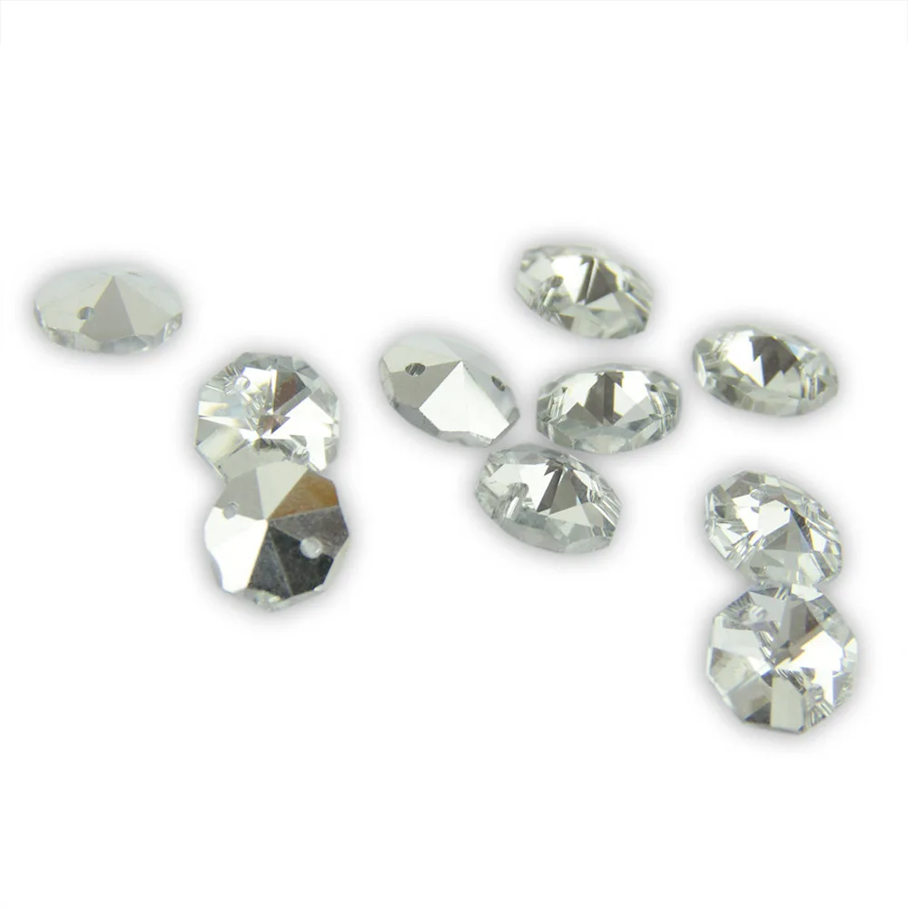 14 мм прозрачный с серебряной задней восьмиугольной бусины DIY Материал оконные