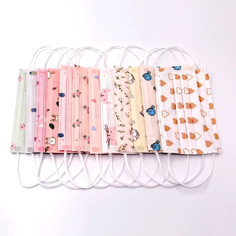 30 шт одноразовые маски для детей принт с героями мультфильмов 3 слоя