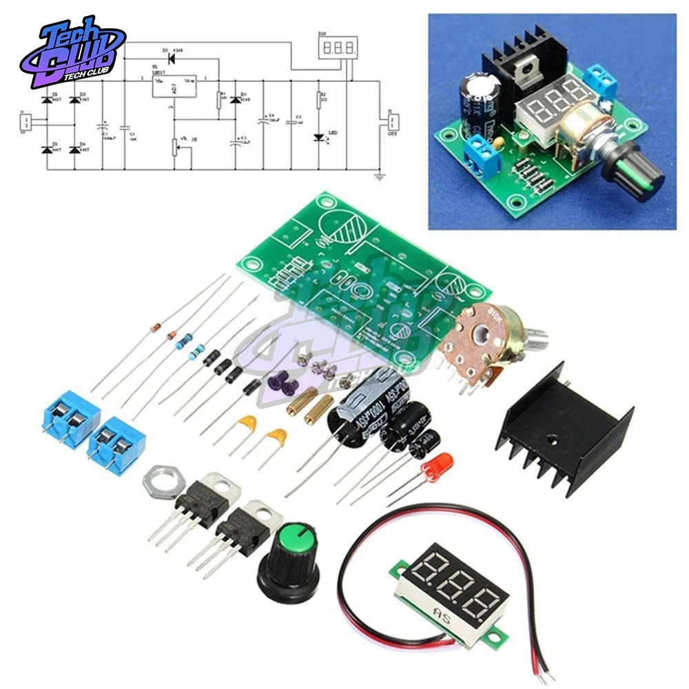 LM317 регулируемый регулятор напряжения понижающий блок питания светодиодный
