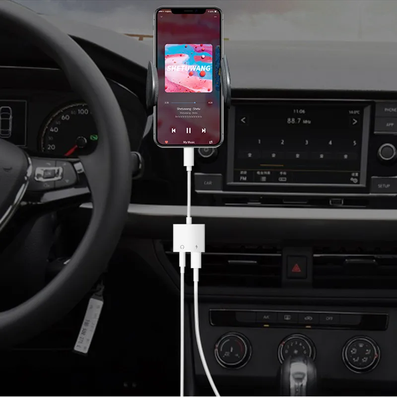 2 в 1 адаптер для iPhone XR X XS MAX 7 8 Plus Кабель с разъемом Lightning и зарядным устройством 3 5