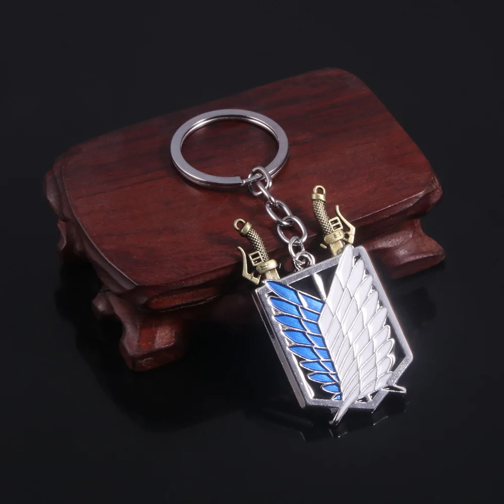 

Anime Attack on Titan Keychain Shingeki No Kyojin Wings of Liberty Sword Weapon Pendant Key Chains for Men Car Cospaly Jewelry