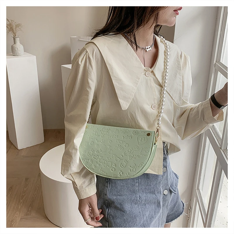 

Saddle Bag String Beads Fashion 2021 Crossbody And Shoulder Bags For Women Sacs A Bandouliere Bolsos Para Mujer Sacos De Ombro