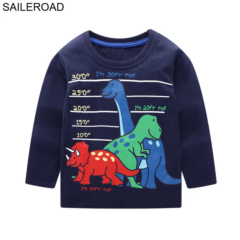 7049 same picture SAILEROAD Динозавр Мальчики Футболка с длинным рукавом на 2-8 лет Хлопок Дети Дети Дети Топы Футболки Футболки Осень-Весна - Цвет: 7049 same picture