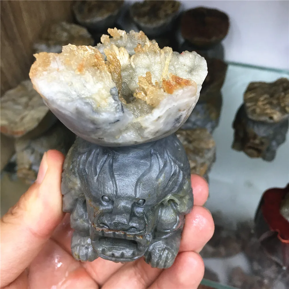 

70-90mm News Hot Wealth Money Happy Ornament Natural Crystals And Stones Hand Carving Dragon Turtle Statue Reiki Home Decor