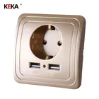 KEKA настенная розетка с двумя USB-портами стандарта ЕС, адаптер для зарядного устройства 2 А, быстрая зарядка, держатель Мобильный телефон