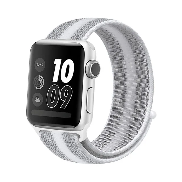 Спортивный нейлоновый ремешок для Apple Watch, ремешок 40 мм, 44 мм, ремешок для iWatch серии 1, 2, 3, 4, цветные сменные ремешки для часов 38 мм, 42 мм - Цвет ремешка: White Grey stripe