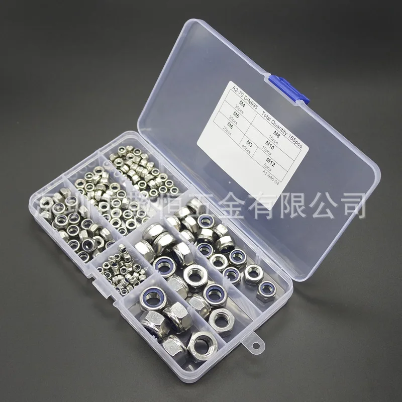 165 шт. набор самозакрепляющихся нейлоновых гаек из нержавеющей стали 304|Гайки| |