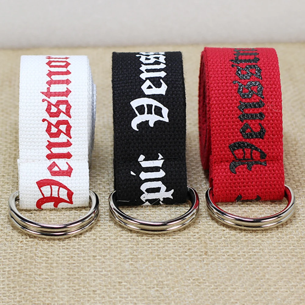 

Gothic Neutral Nylon Belt Printing D Ring Double Buckle Student Belt Waistband Christmas Birthday Gifts 130cm