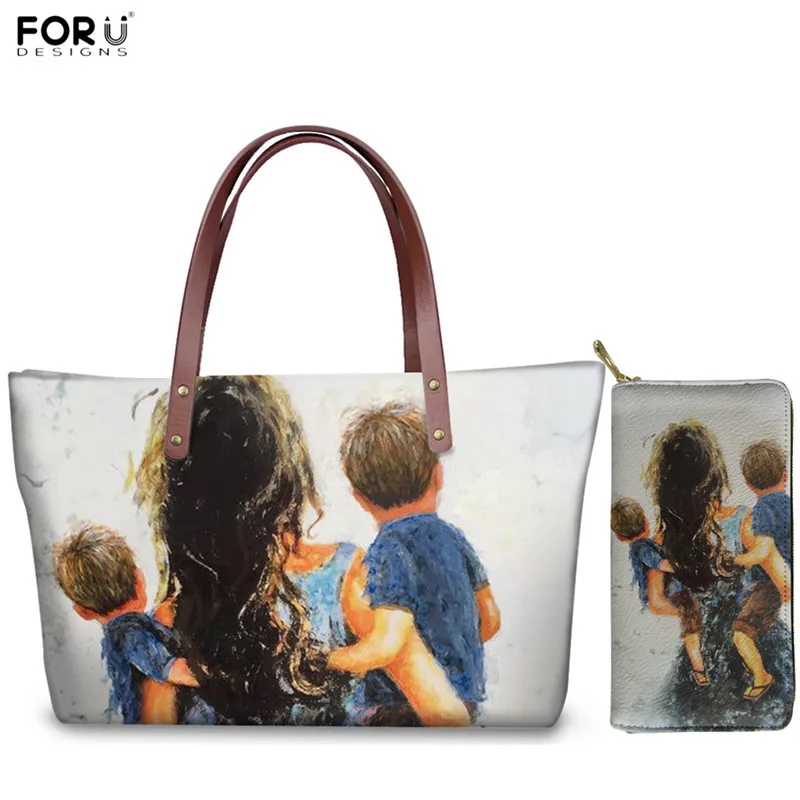 Модные женские сумки мессенджеры FORUDESIGNS с принтом Super Mom Baby Boys 2 шт./компл. Женская