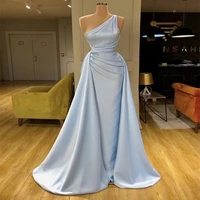 vinca sunny sky blue mermaid evening dresses vestidos elegantes formal dress women one shoulder satin simple long evening gown