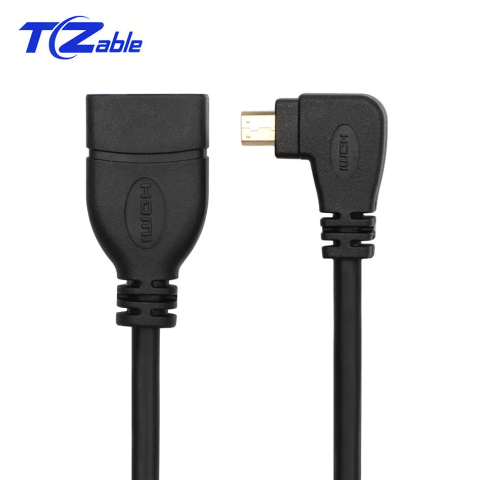 Микро HDMI к HDMI кабель адаптер «Папа-мама» 1080P 90 градусов прямоугольный преобразователь для ноутбука HDTV проектор 0,15 м