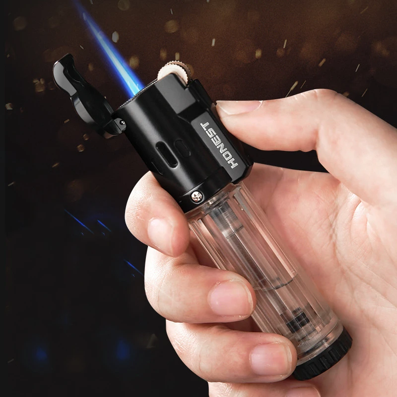 

HONEST Creative Personality Straight Into The Blue Flame Windproof Lighter Inflatable Butane Male Grinding Wheel Cigar Lighter