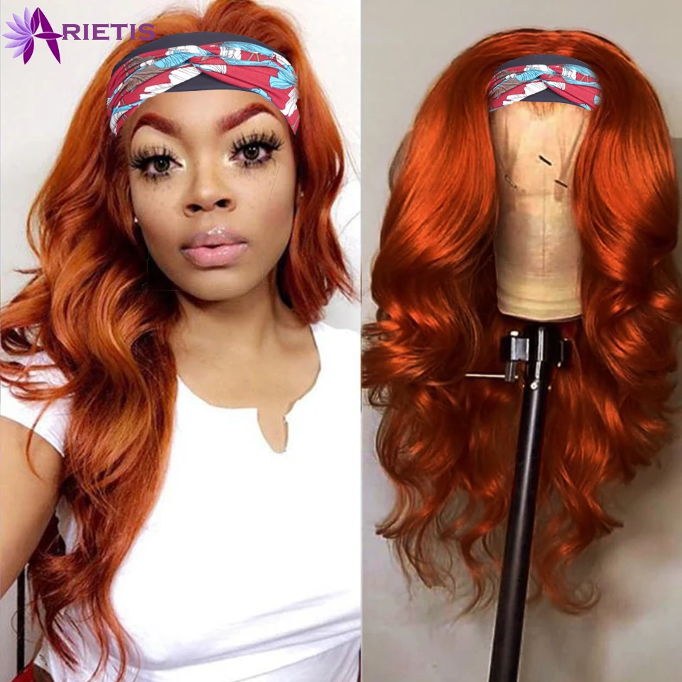 

Orange Ginger Color Body Wave Headband Wig Human Hair Wigs For Black Women #350& #4& P4/30 Peruvian Remy Wholesale Price Hair