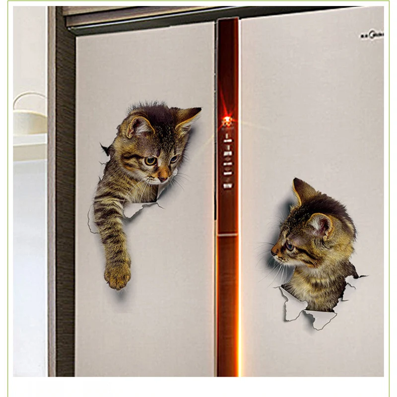 

Cute 3D kitten toilet paste Environmental protection bedroom living room decoration waterproof combination cute cat wall sticker
