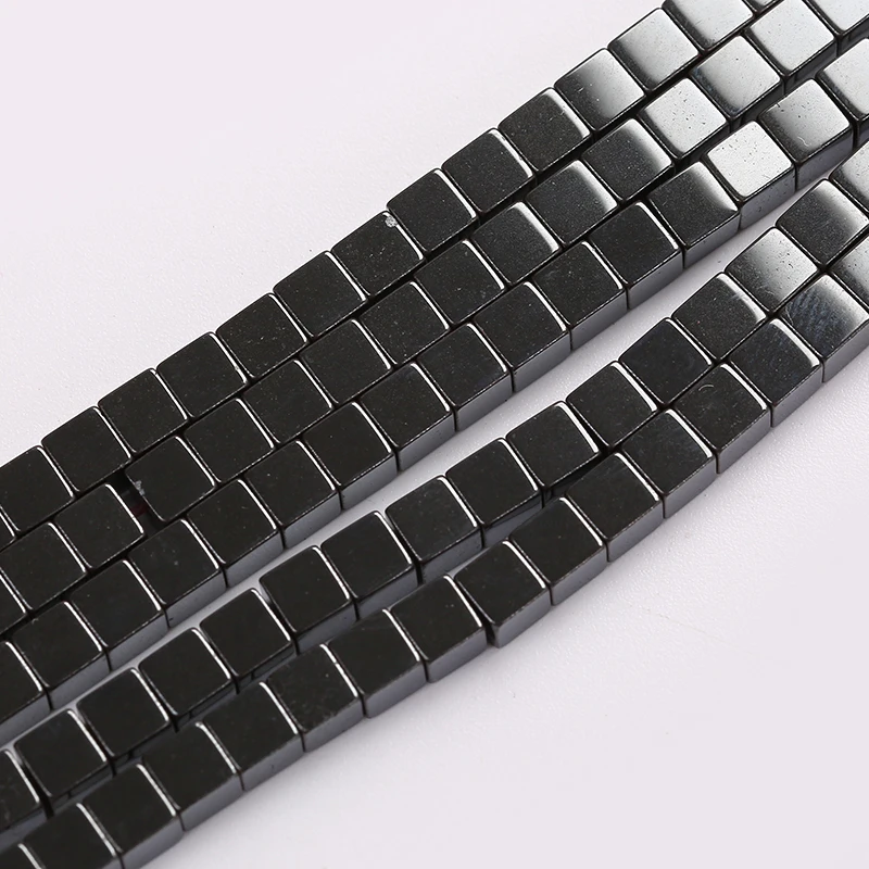 Натуральный черный Кубик из гематита квадратные свободные бусины-разделители