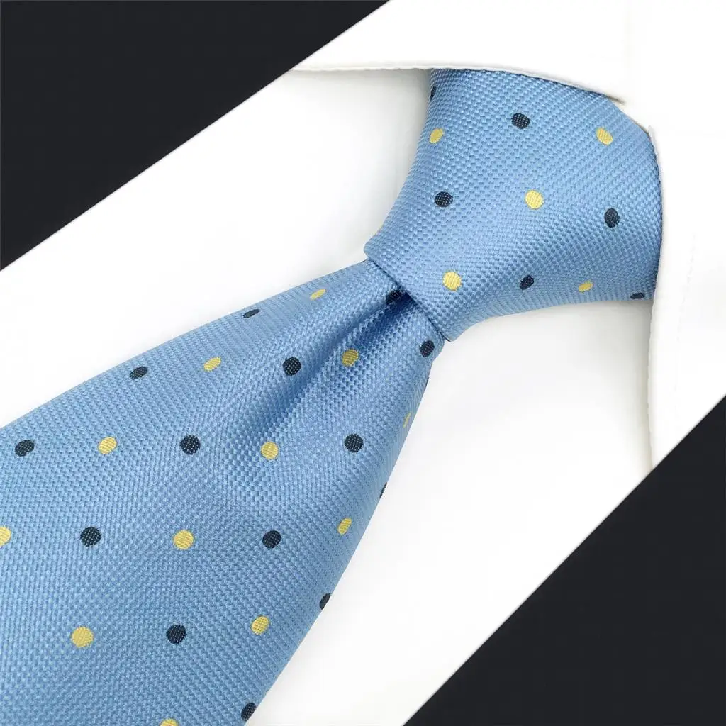 F21 Blue Polka Dots Mens Neckties Set Classic Business Extra Long Size Silk Gift Pocket Square Dress | Аксессуары для одежды