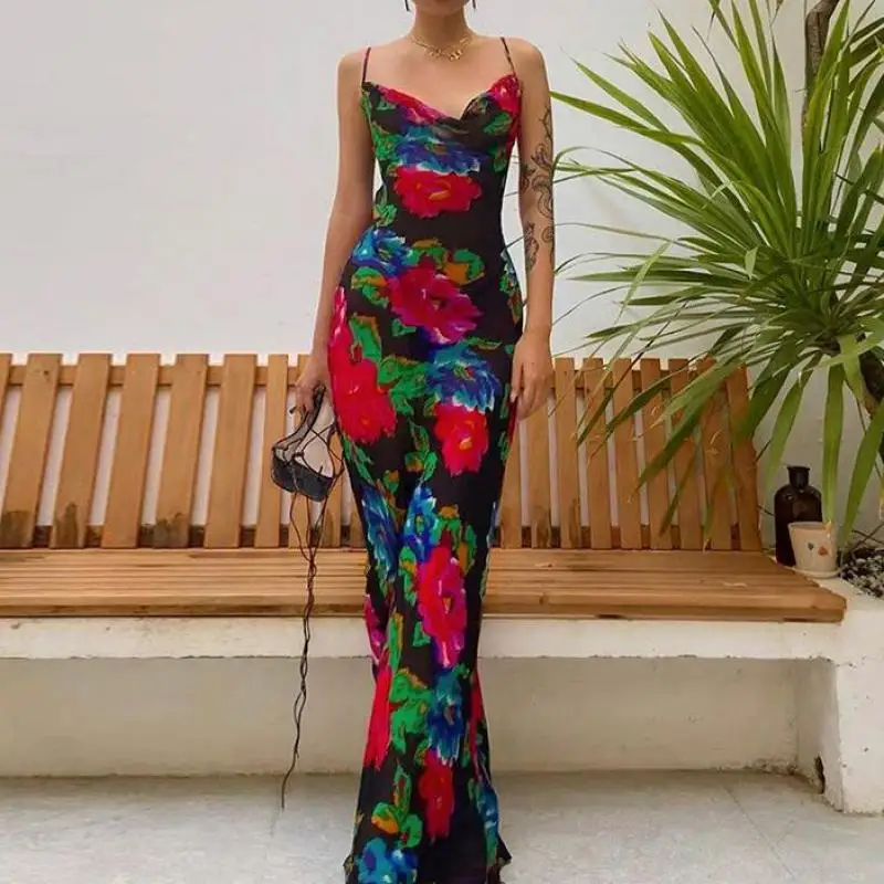 

Spaghetti Strap Zebra Print Maxi Beach Dress Women Summer 2020 Backless Lace-up Sexy Floor-length Long Boho Dresses Holiday Wear