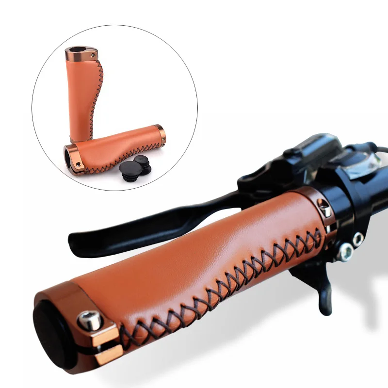 

Чехол для велосипедного руля, Ретро стиль, искусственная кожа, Запираемая ручка, горный велосипед, нескользящая, прошитая вручную кожаная р...