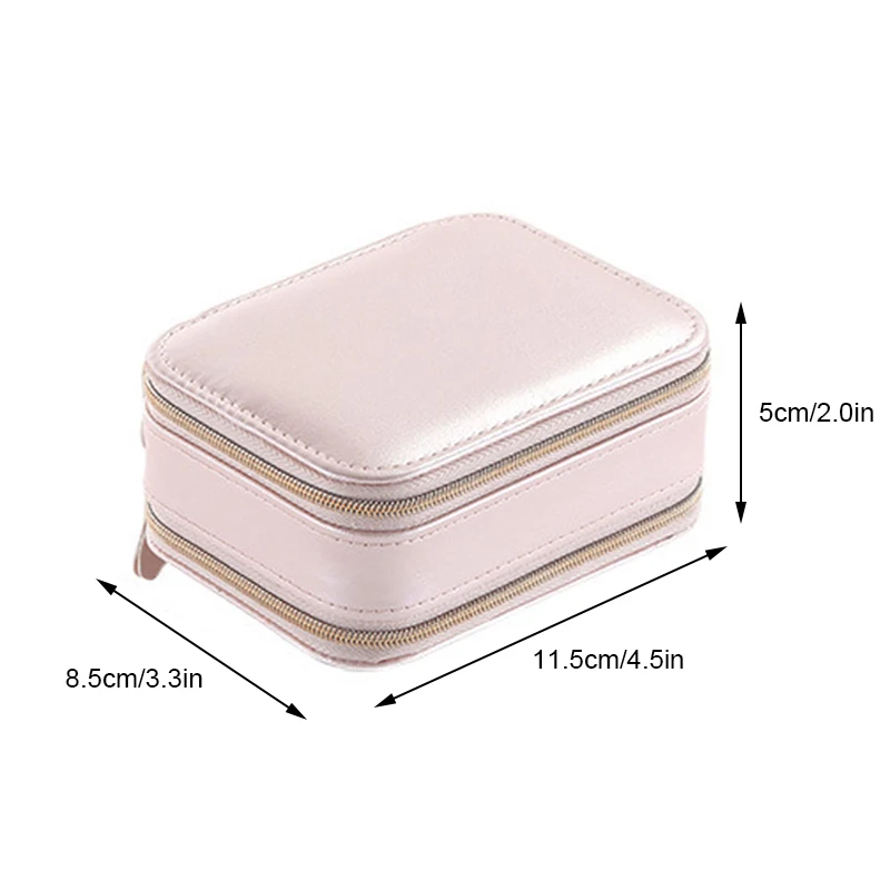

Travel Jewelry Box with Mirror 3 Layers Rings Earrings Necklace Holder Case Portable PU Jewelry Organizer for Women Girl TS1