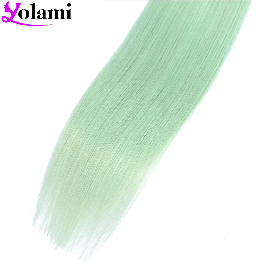 

Yolami Indian Straight Hair 3 Bundles Ombre Two Tone Color 1B Grass Green Bundles Non Remy Human Hair Extensions