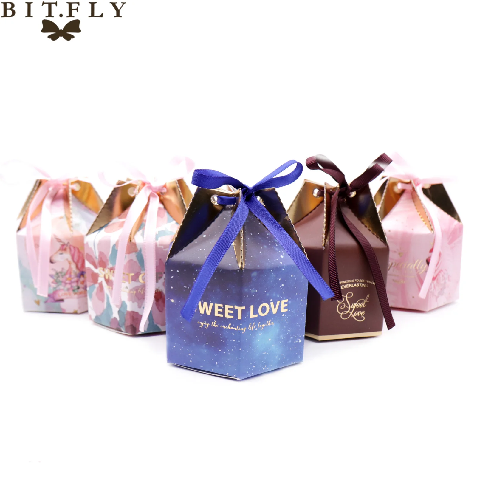 50 шт единорога Фламинго цветок звездное небо конфеты коробки свадьба день