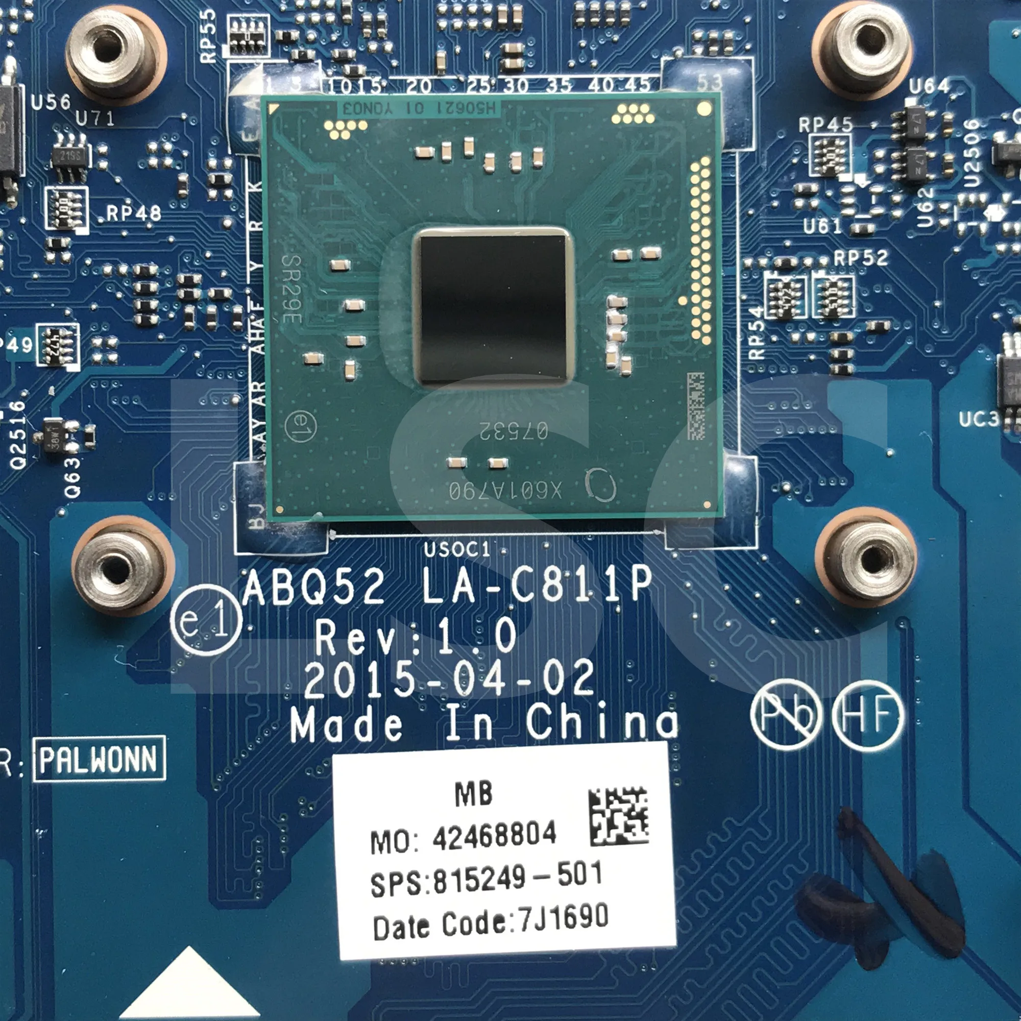 СОП для HP Тетрадь 15-AC 17Z-G100 материнская плата портативного компьютера с SR29E N3700