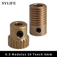 0 5 modulus 120 brass worm gear set with 6mm hole shaft and 20 teeth 4mm hole wheel